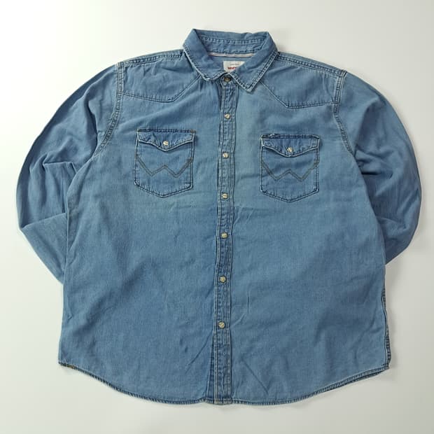 CA132 XL 랭글러 웨스턴 블루인디고슬레이트 데님 셔츠 남방