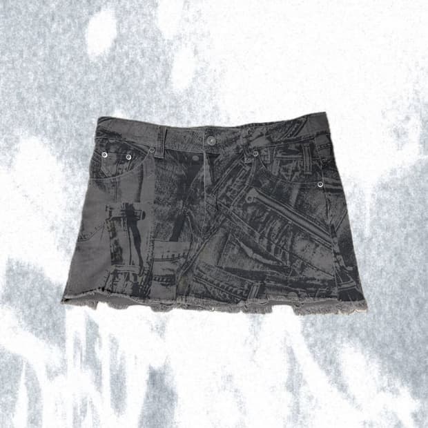 Punk Graphic Zip-Detail Mini Skirt