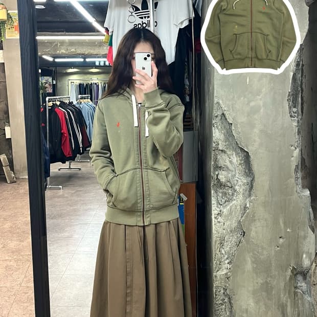 폴로 랄프로렌 기모 후드집업 카키 S #csz2645