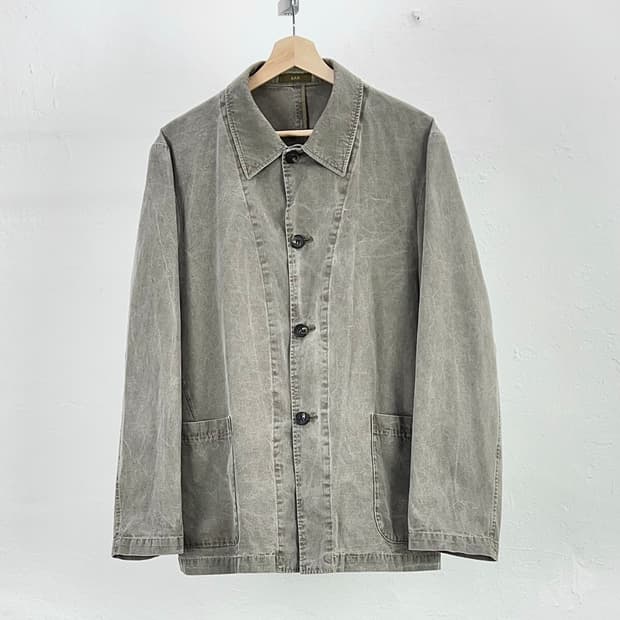 요지야마모토 aar 차콜 스톤 워시 테일러드 라인 워크 자켓