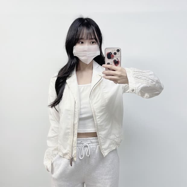 알마니 익스체인지 크롭 투웨이 자켓 화이트