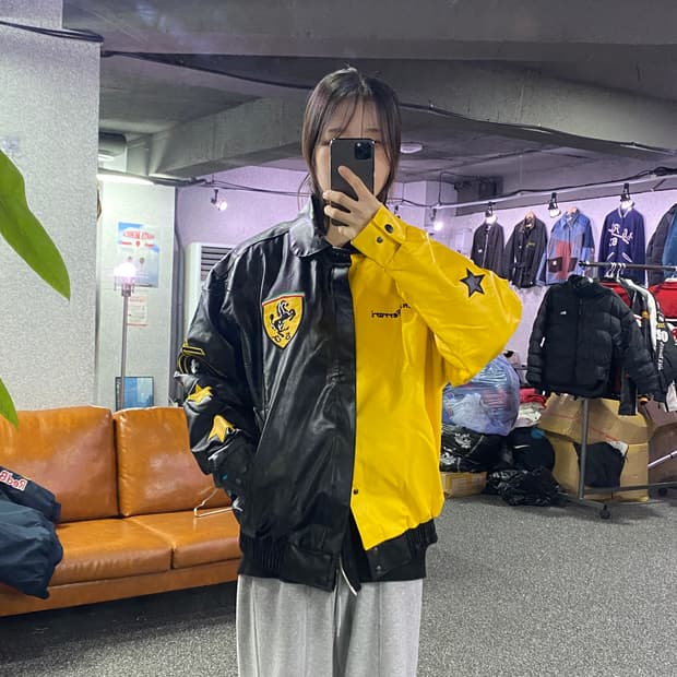 페라리 투톤 스타 레이싱 레더자켓 B3260