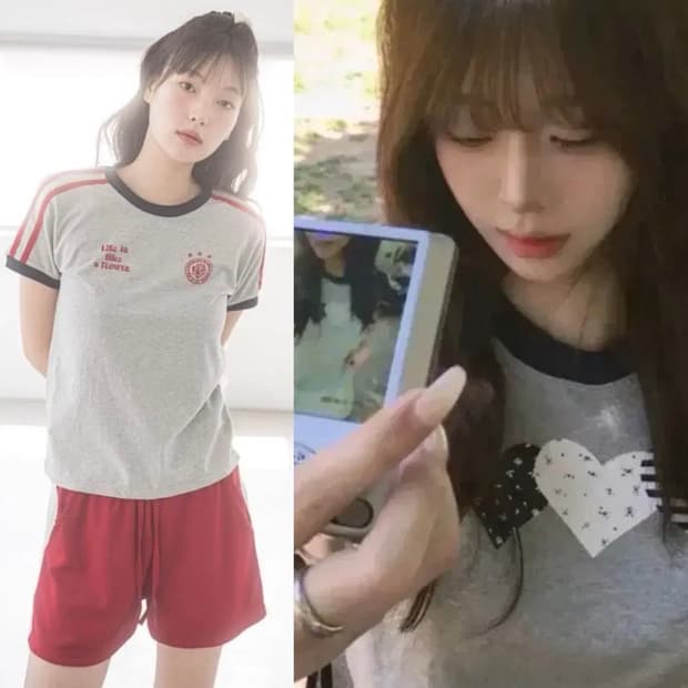(새상품 일괄)해비즘 llf그레이 티셔츠/ 로긴앤로지 하트 티셔츠