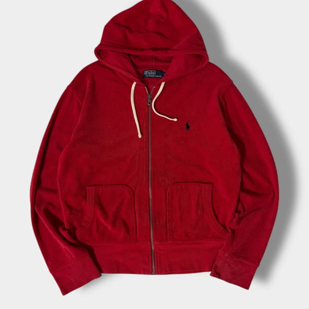 폴로 랄프로렌 루즈핏 00‘s 딥레드 테리 후드집업