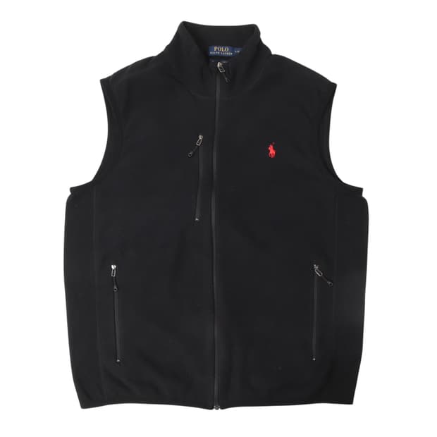 폴로 랄프로렌 블랙 플리스 집업 베스트