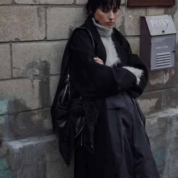 트리밍버드 Handmade) Wide Long Coat [ Black ]