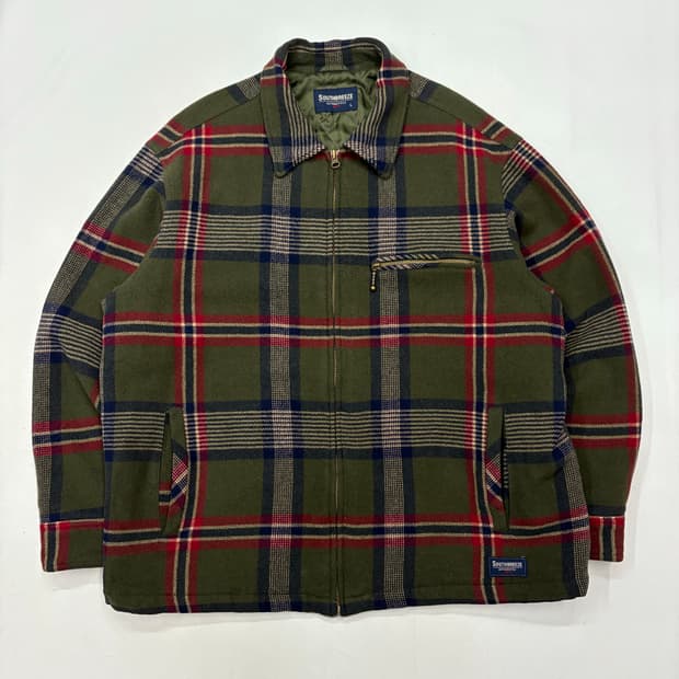Southbreeze 타탄체크 플란넬 울 자켓