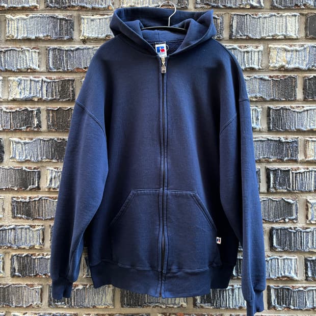 90s 러셀 빈티지 무지짚업 L