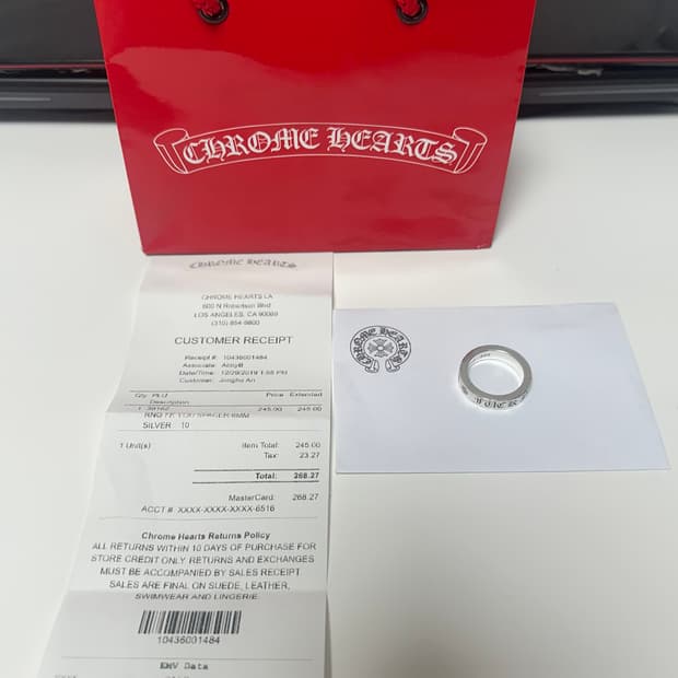 크롬하츠 퍽유링 6mm(쇼핑백, 영수증 포함)