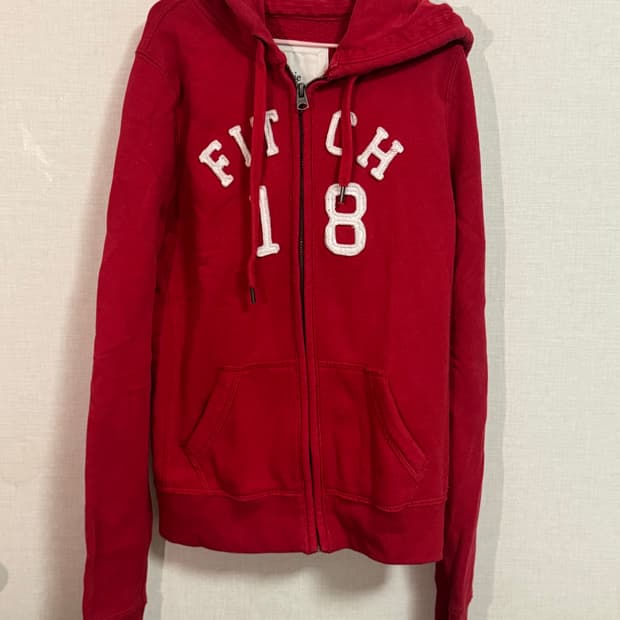 아베크롬비 레드 후드집업 S