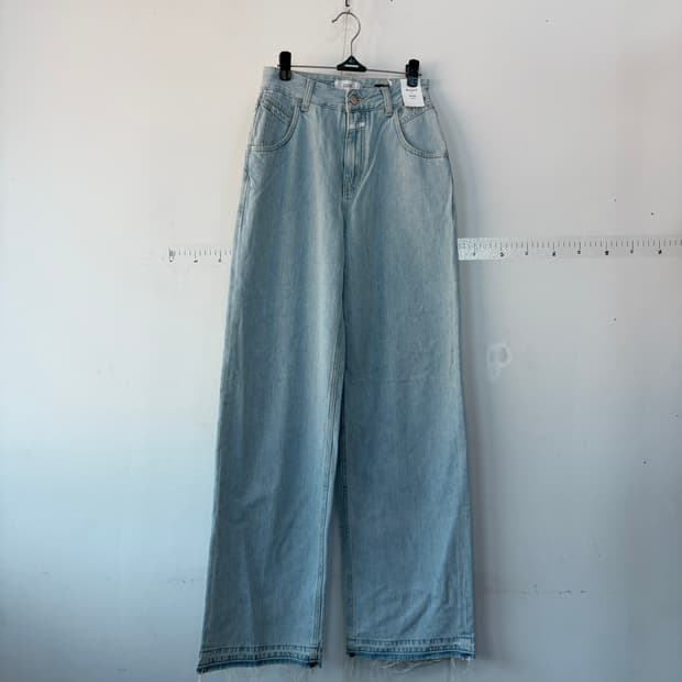 클로즈드 와이드 데님 팬츠 연청