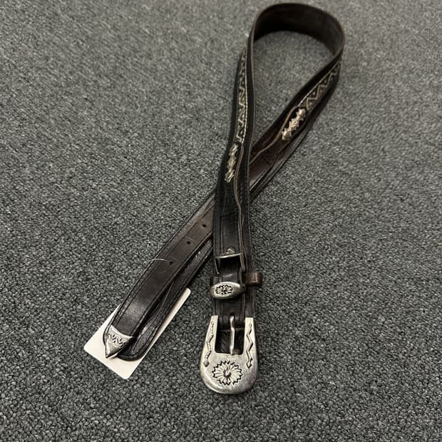 빈티지 웨스턴 블랙 가죽벨트