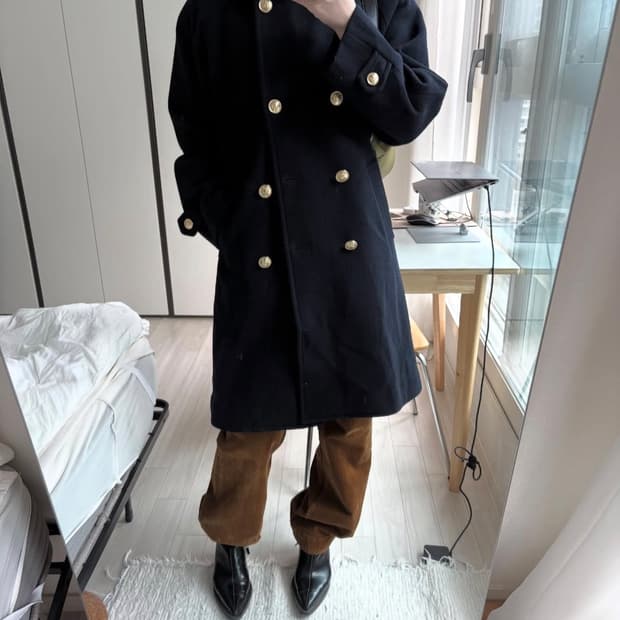 네이비 하프 코트