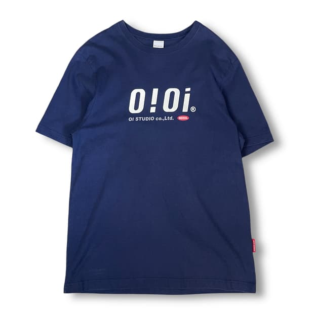 OIOI 네이비 로고 프린팅 반팔 티셔츠 L