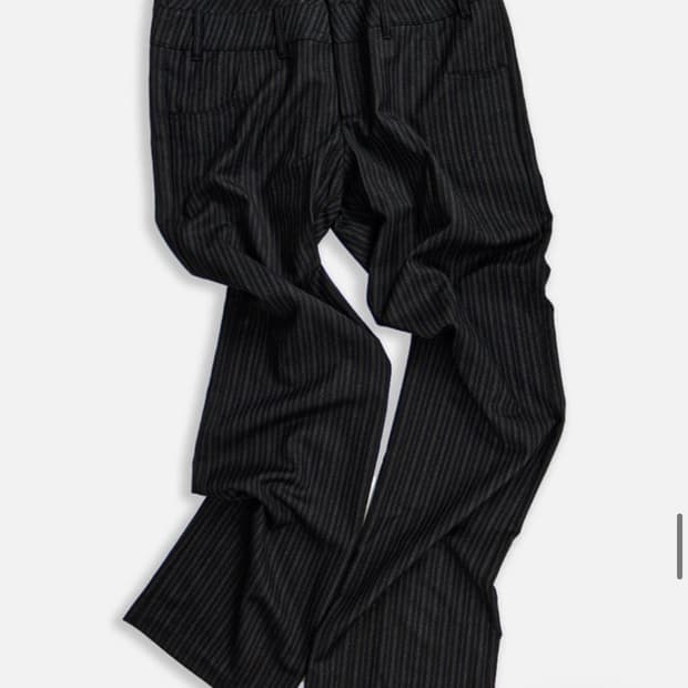 DAISY STRIPE SLACKS - BLACK