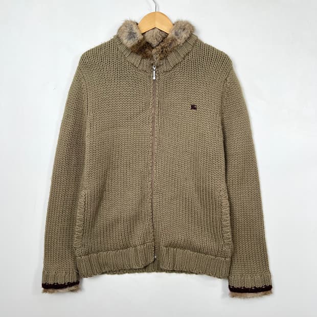 Burberry 버버리 블랙라벨 토끼털 니트집업