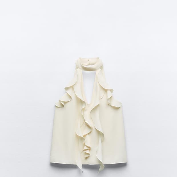 자라 프릴 홀터넥 탑 L