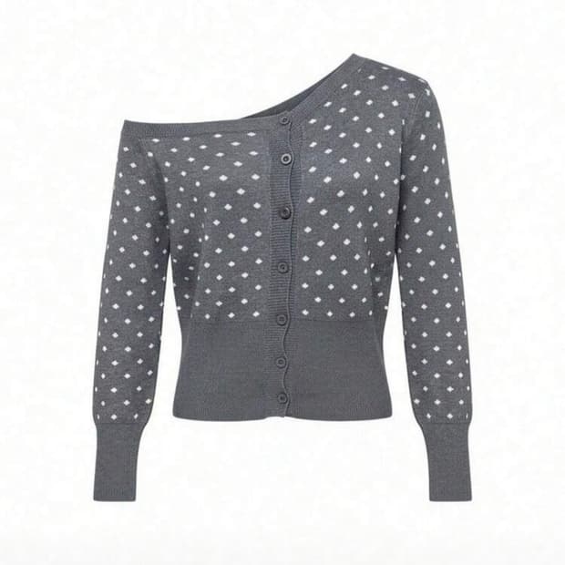 쉬인 원숄더 도트 가디건