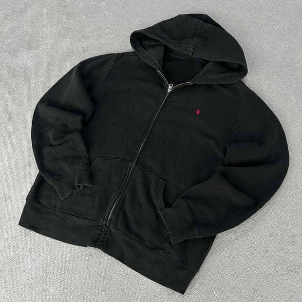 폴로 랄프로렌 블랙 기모 후드집업 