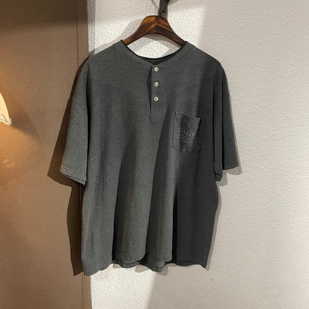XL] 빈티지 할리데이비슨 헨리넥 포켓 반팔 티셔츠 (BEARS & RO