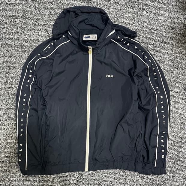 (95) 휠라 오버핏 바람막이 후드 자켓