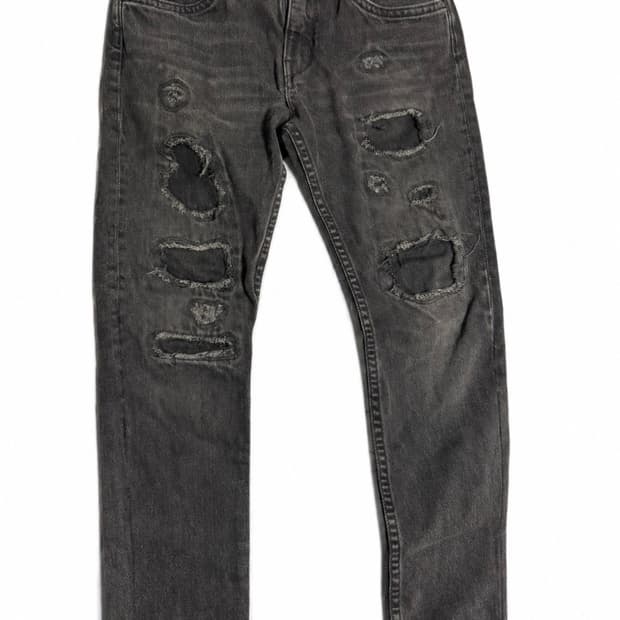 Helmut lang 블랙 디스트로이드 데님 팬츠