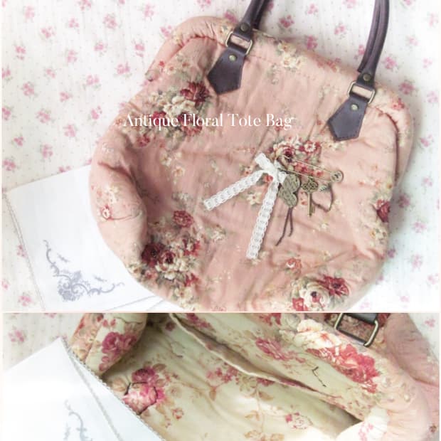 앤틱 플로랄 퀼팅 토트백