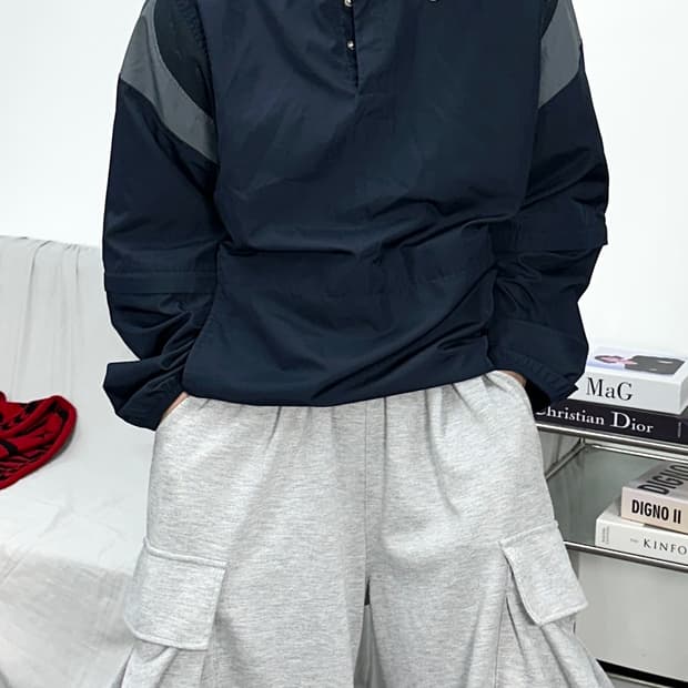 나이키 스우시 네이비 그레이 웜업 L