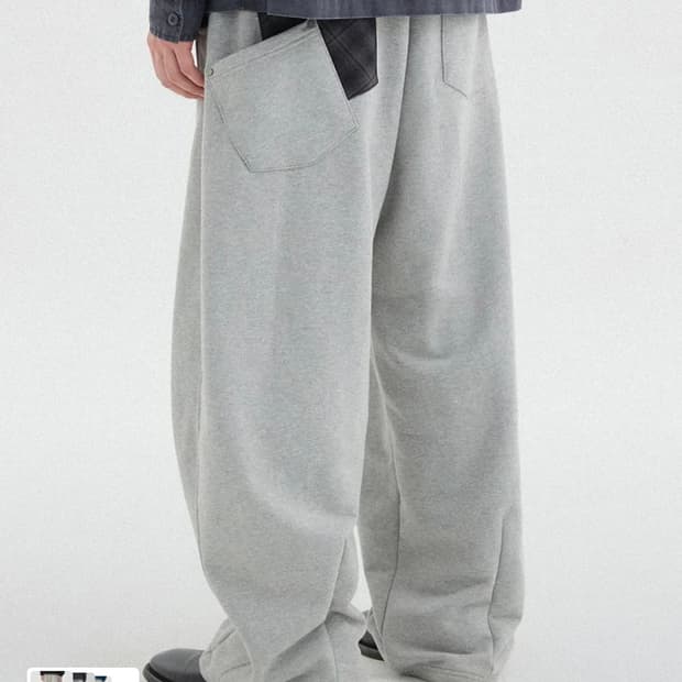 후브스 체크포켓 커브드 스웻팬츠[멜란지그레이] M