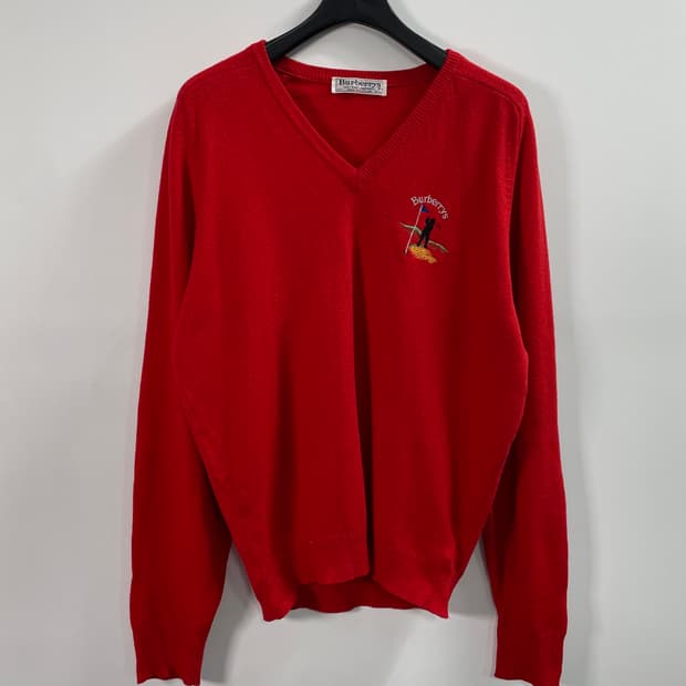 90s 버버리 골프 브이넥 니트 (on.545)