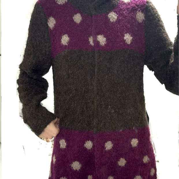 Belta attrice 알파카 도트 롱 브라운 가디건