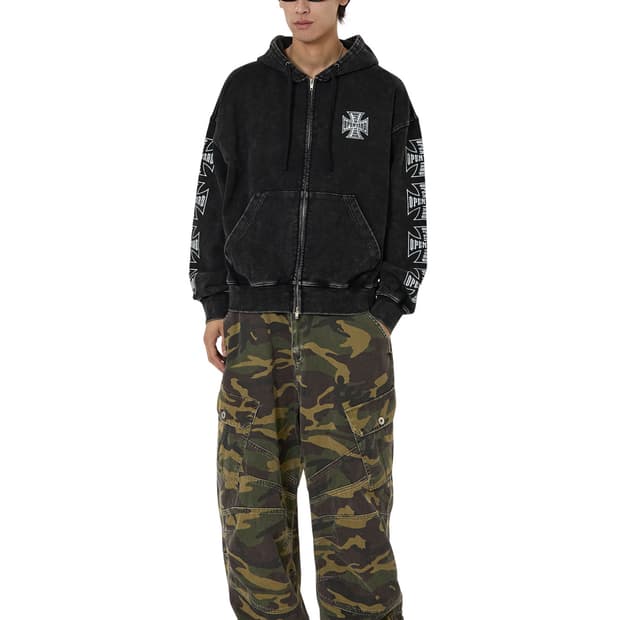 (택O) OY 오와이 크로스 페이드 워시드 후드집업 (블랙) (m)