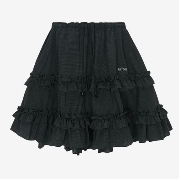 애즈온 CHECK KANGKANG MIDI SKIRT / BLACK