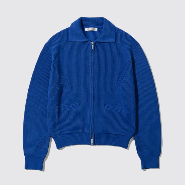 [XL] 인템포무드 모노톤 풀 집업 니트 블루