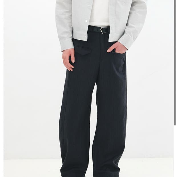 Aieul Curved Trousers_navy Stripe