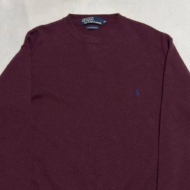 90 폴로랄프로렌 와인 램스울 니트