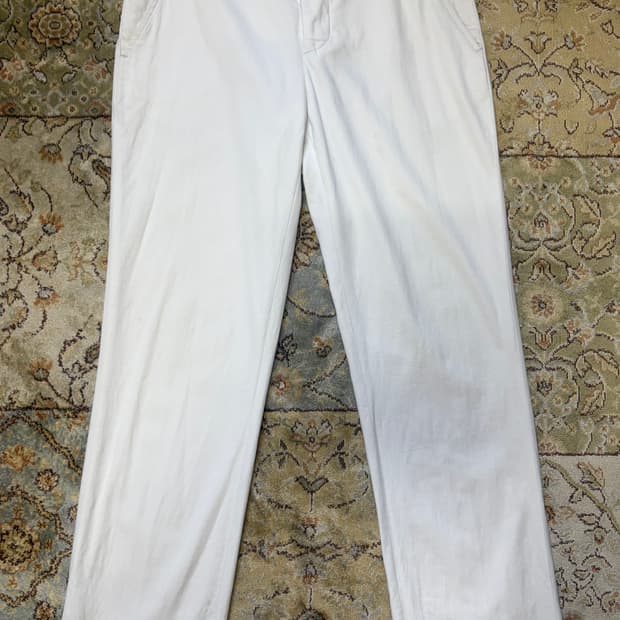 90s 헬무트랭 아카이브 몰스킨코튼 밀리터리 화이트 트라우저