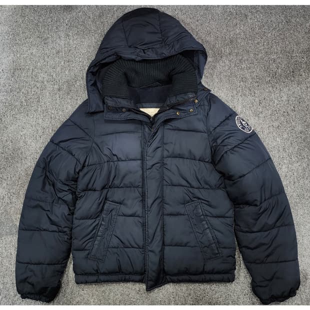 아베크롬비 앤 피치 하이넥 푸퍼 후드 패딩 점퍼 L