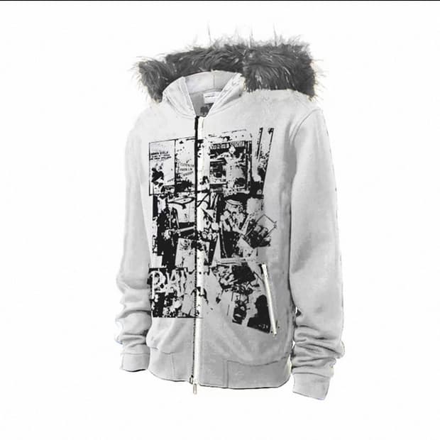 빈티지 퍼 후드집업 화이트