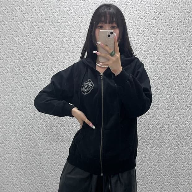 미스치프 빈티지 스트릿 펑크 고딕 프린팅 후드집업 F C13699