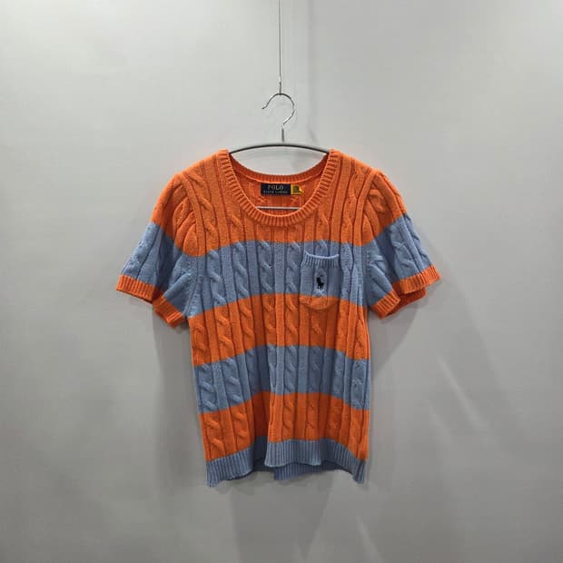 폴로랄프로렌 스타일 우먼 스트라이프 케이블 반팔니트 