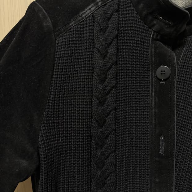 일본 빈티지 자켓 니트 스웨이드 혼합디자인