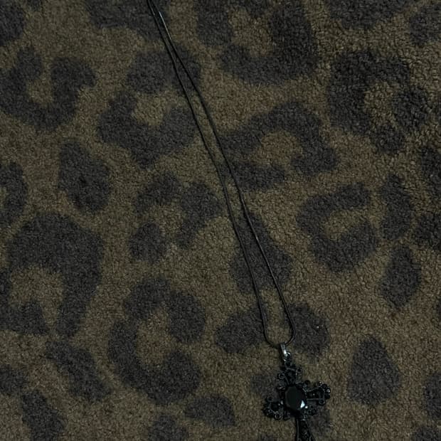 빈티지 고스 갸루 펑크 빅 블랙 십자가 목걸이 팬던트