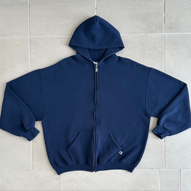 90s 빈티지 러셀 후드집업 네이비 XL