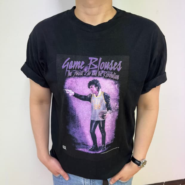 80s 🇺🇸 게임 블라우스 마이클 잭슨 팝 그래픽 빈티지 티셔츠