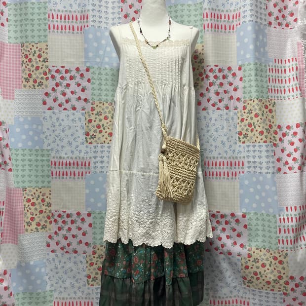 잔꽃 체크 롱스커트 #모리걸