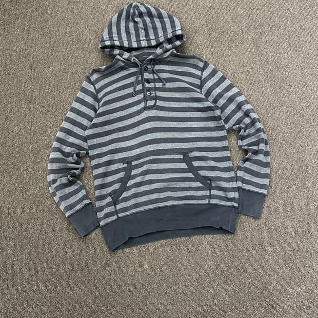 L)유니클로 스트라이프 헨리넥 후디