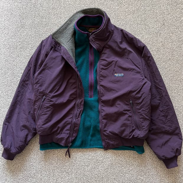 90s빈티지 에디바우어 윈드 포일 퍼플 봄버재킷 xl us 메이드