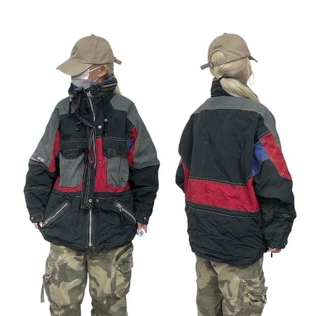 90s 일본 빈티지 블랙 올드스쿨 스키 점퍼 보드 파카 자켓 M