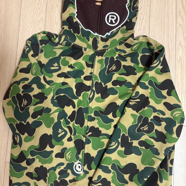 베이프 ABC 카모 세컨드 에이프 풀 집 후드 그린